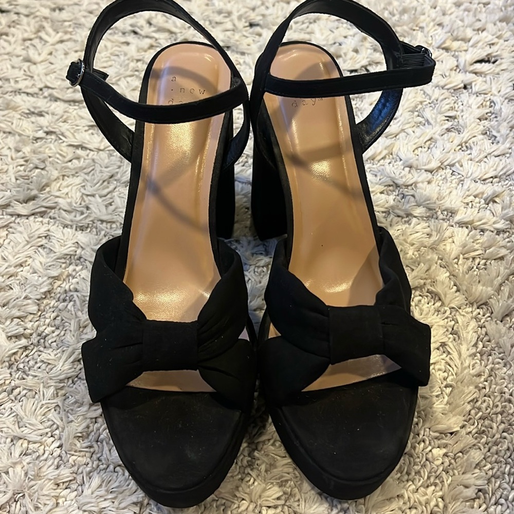 A New Day Suede Bow Heels